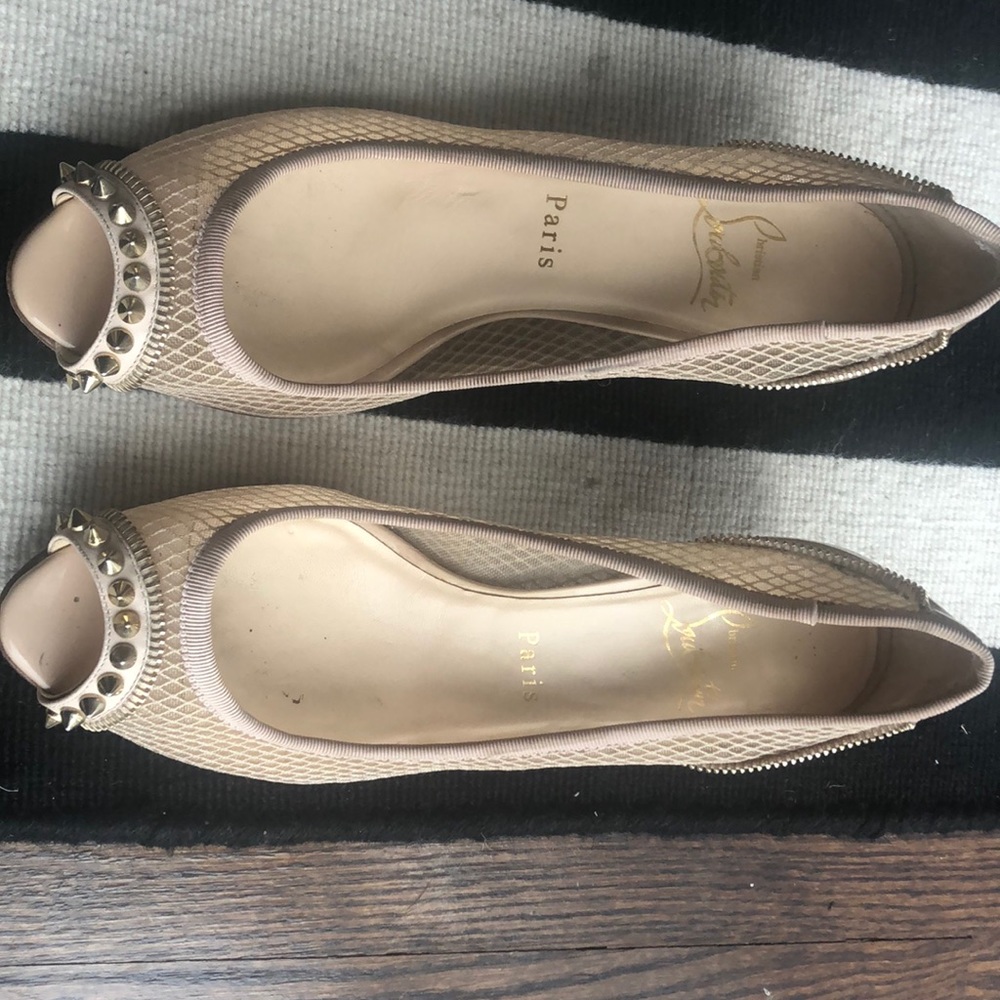 Christian Louboutin studded/mesh peep toe